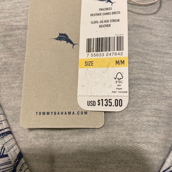 New Flattering Tommy Bahama Heather Sands Dress Navy Gray Medium - Picture 3 of 3